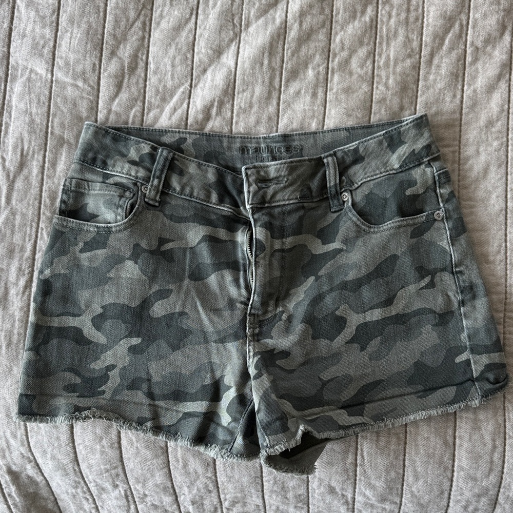 Maurice’s Camo Denim Women’s Shorts - Green Camouflage